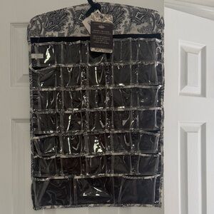 Hanging Over the Door Jewelry Organizer with Black and White Design
